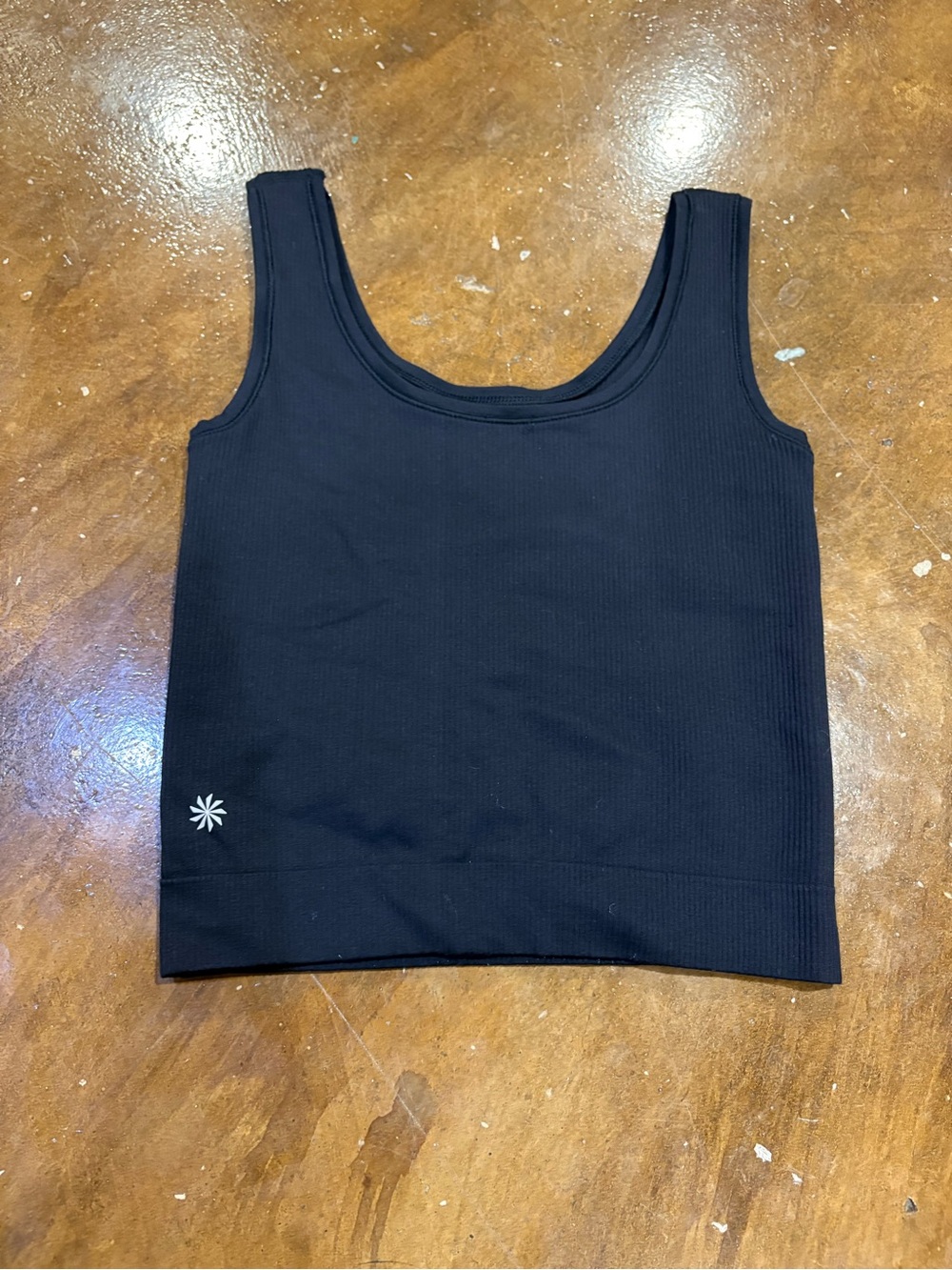 Athleta Black Ribbed Square-Neck Tank